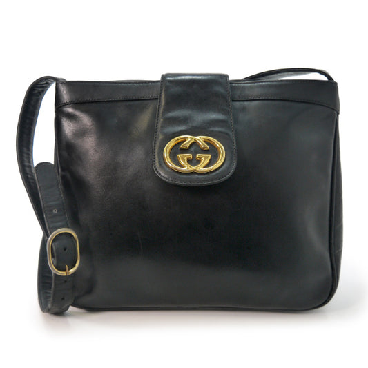 OLD Gucci GG金具総革バケツショルダー（黒）