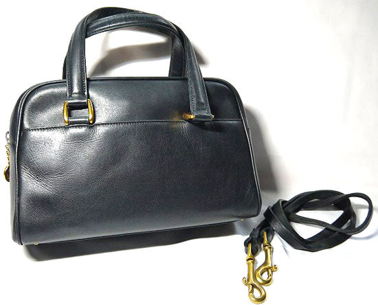 OLD Gucci　ミニ総革ショルダー付ボストン（黒）