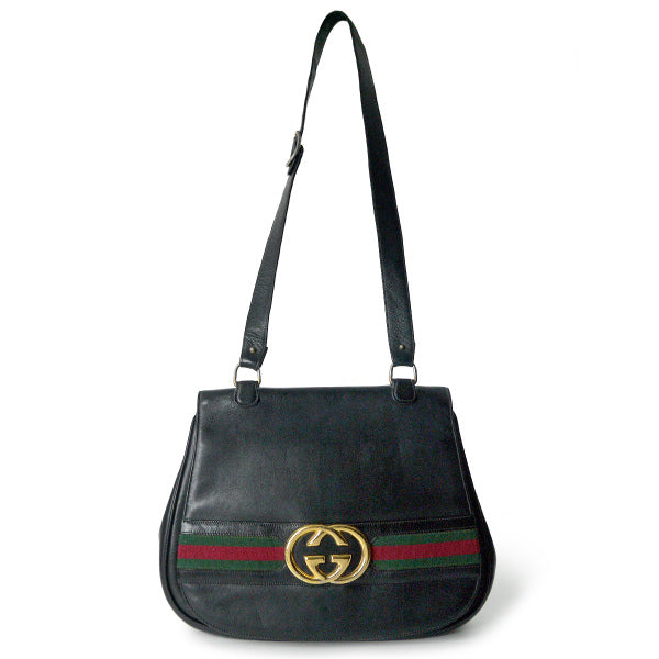 OLD Gucci　70sGG金具シェリーショルダー（黒）