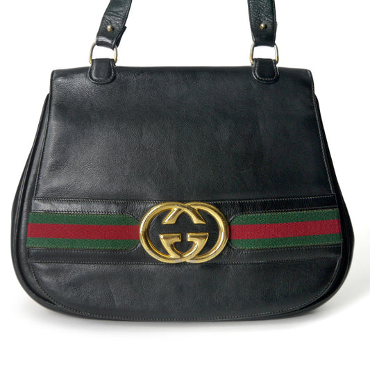 OLD Gucci　70sGG金具シェリーショルダー（黒）