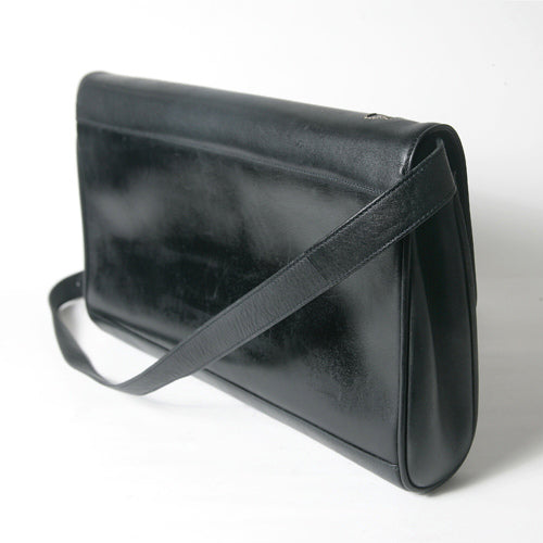 OLD Gucci　黒総革　花刺繍ショルダー