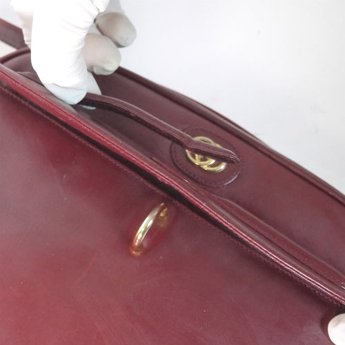 OLD Gucci 外ポケ付ボルドーショルダー（総皮）