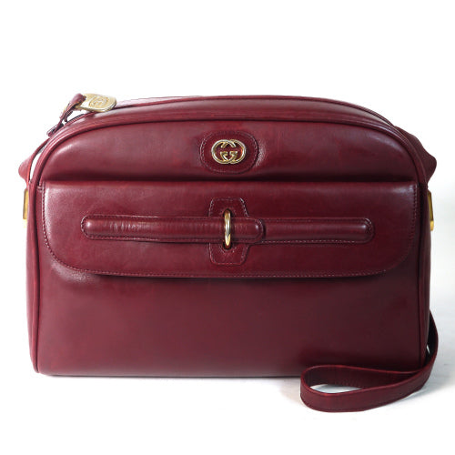 OLD Gucci 外ポケ付ボルドーショルダー（総皮）