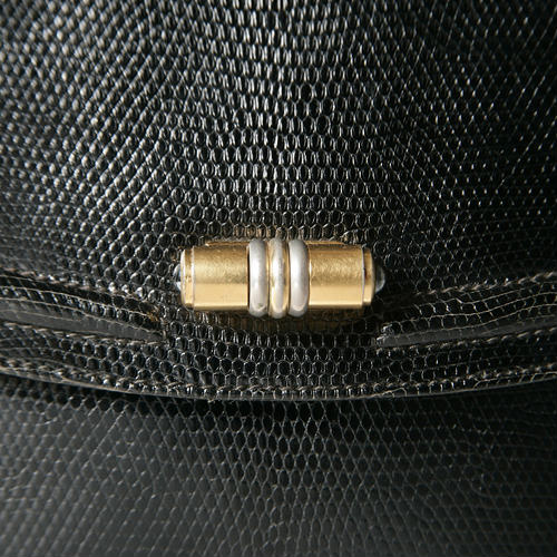 OLD Gucci リザードチェーン付きショルダー（黒）