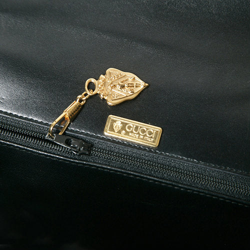 OLD Gucci リザードチェーン付きショルダー（黒）