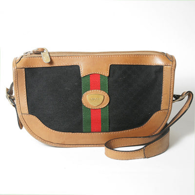 OLD Gucci　70s!半円ショルダー（黒・キャメル）