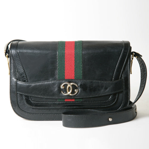 OLD Gucci ２Way縦シェリー革ショルダー（黒）