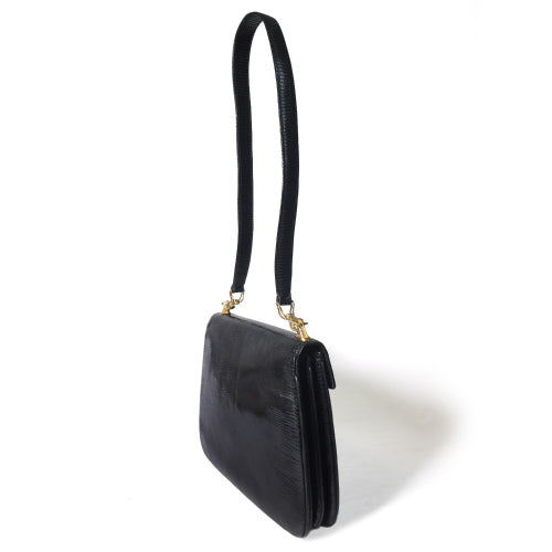 OLD Gucci  リザード６０ｓ　馬バッグ（黒）