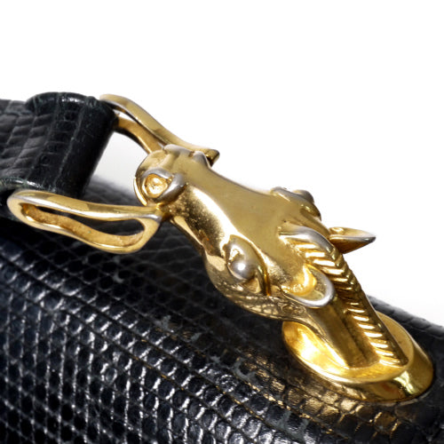 OLD Gucci  リザード６０ｓ　馬バッグ（黒）