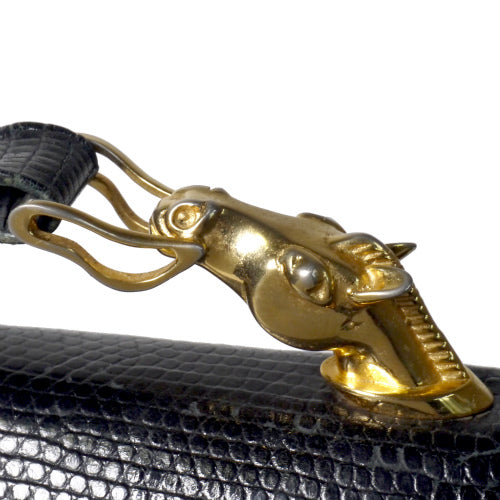 OLD Gucci  リザード６０ｓ　馬バッグ（黒）