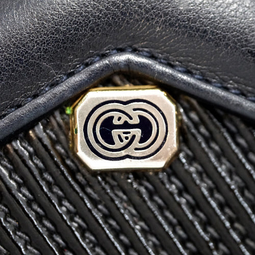 OLD Gucci ７０ｓ総革半円ショルダーバッグ(黒)