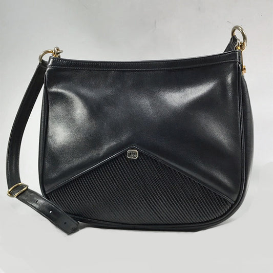 OLD Gucci ７０ｓ総革半円ショルダーバッグ(黒)