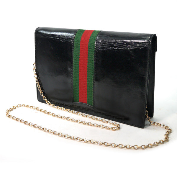 OLD Gucci チェーン総革クラッチショルダー（黒）
