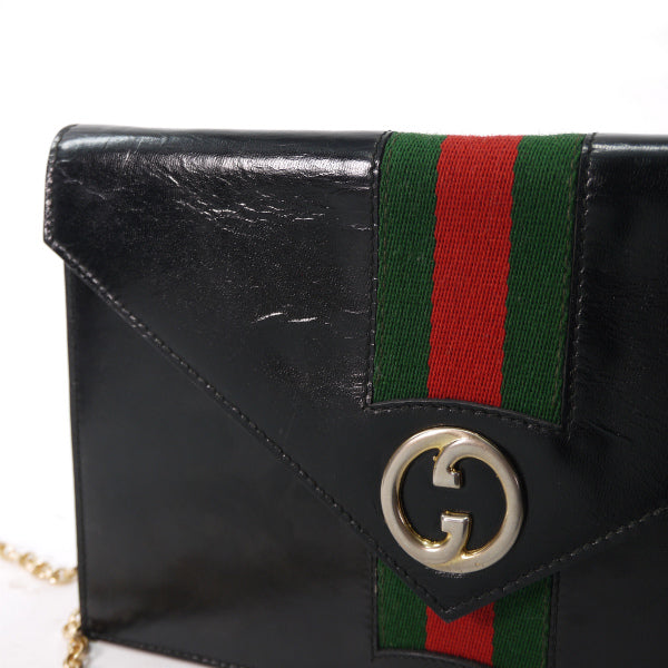 OLD Gucci チェーン総革クラッチショルダー（黒）