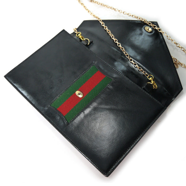 OLD Gucci チェーン総革クラッチショルダー（黒）