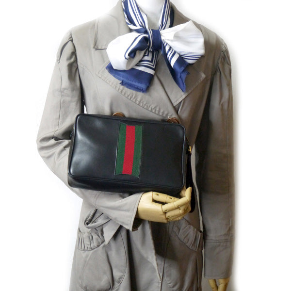 OLD Gucci　総革シェリー クラッチバッグ（黒）