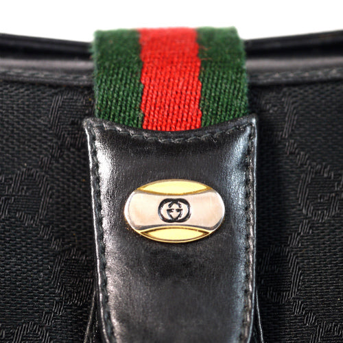 OLD Gucci　ジャガード縦シェリーハンドバッグ(黒・小）