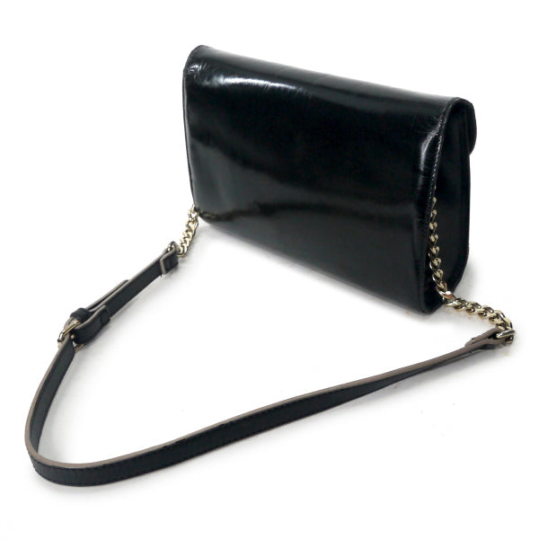 OLD Gucci ロゴ金具パテントレザー2WAYバッグ（黒）