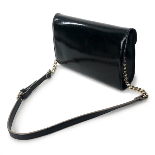 OLD Gucci ロゴ金具パテントレザー2WAYバッグ（黒）