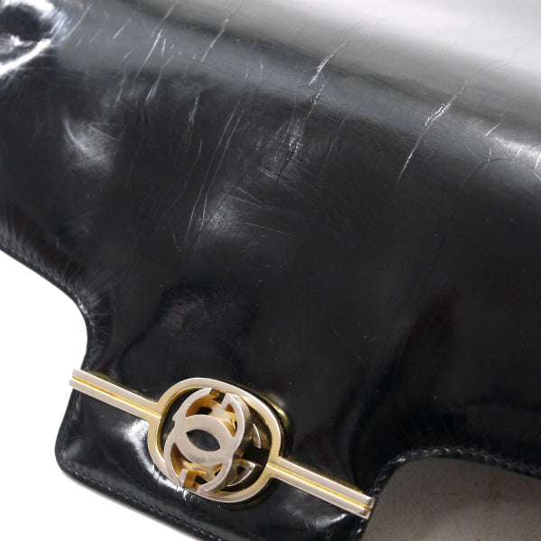 OLD Gucci ロゴ金具パテントレザー2WAYバッグ（黒）