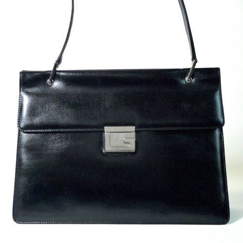 OLD Gucci　黒本革　ビジネストート（内装赤）