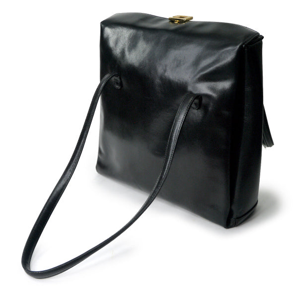 OLD Gucci　本革製G留め具スクエアトートバッグ（黒）