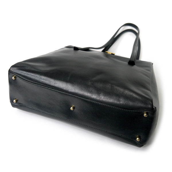 OLD Gucci　本革製G留め具スクエアトートバッグ（黒）