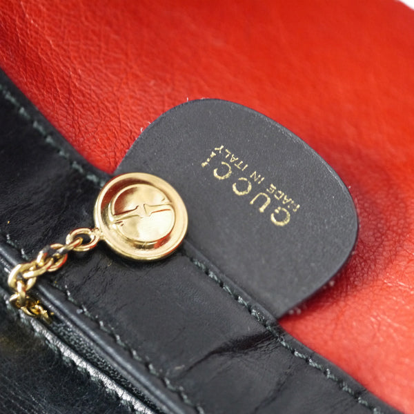 OLD Gucci　本革製G留め具スクエアトートバッグ（黒）