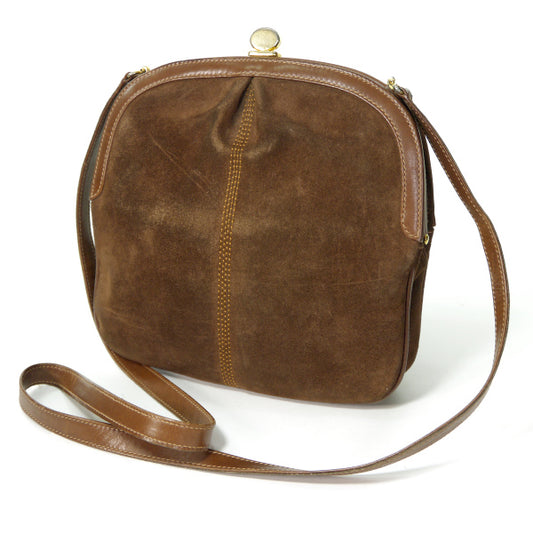 OLD Gucci　スエード がま口ポシェット（茶）
