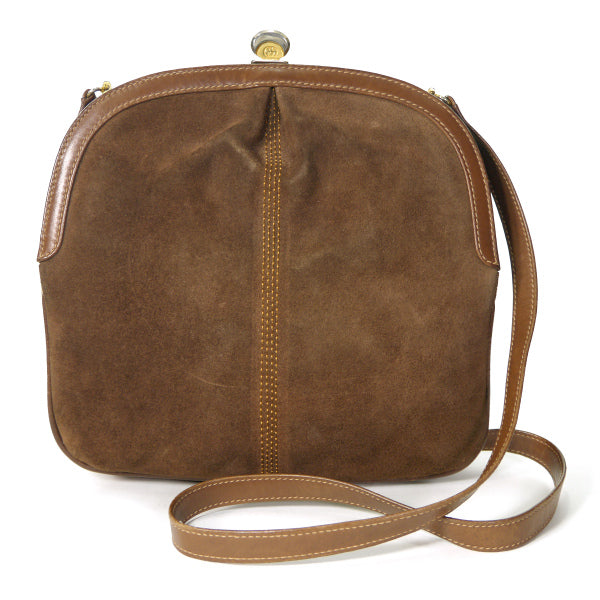 OLD Gucci　スエード がま口ポシェット（茶）