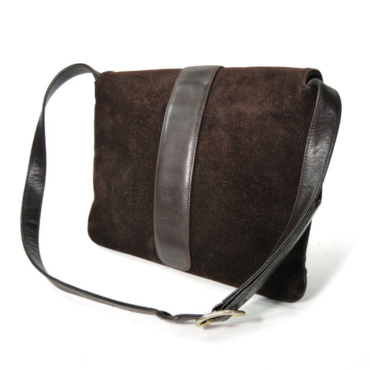 OLD Gucci　スエード ビッグGG金具ワンショルダー（濃茶）