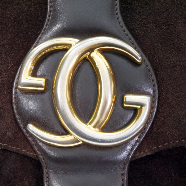 OLD Gucci　スエード ビッグGG金具ワンショルダー（濃茶）