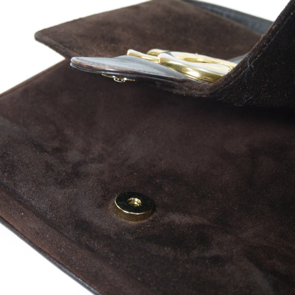 OLD Gucci　スエード ビッグGG金具ワンショルダー（濃茶）