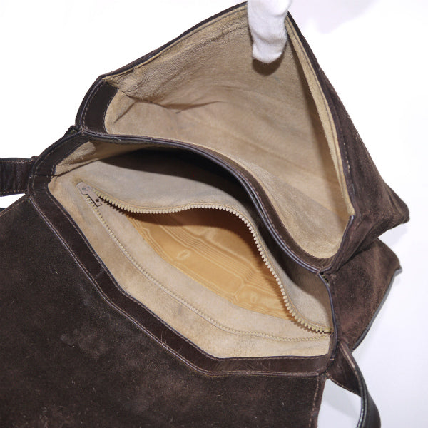 OLD Gucci　スエード ビッグGG金具ワンショルダー（濃茶）