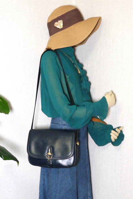 OLD Gucci  ２Way牛カウ　ショルダー（濃紺）