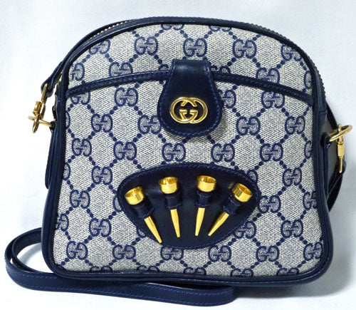 OLD Gucci　ゴルフピン付き２way ショルダー(ネイビー)