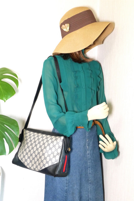 OLD Gucci　サイドシェリーショルダー(青）