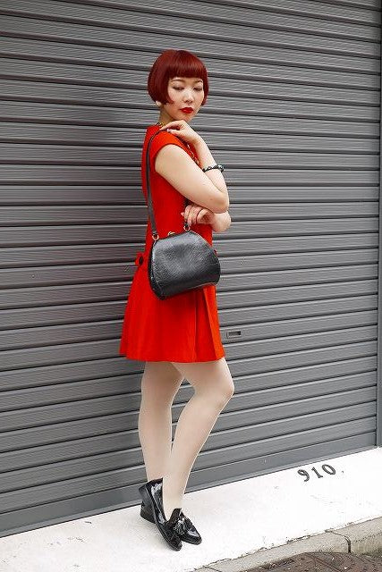 OLD Gucci　<訳アリ>リザード型押しがま口ショルダー(黒)