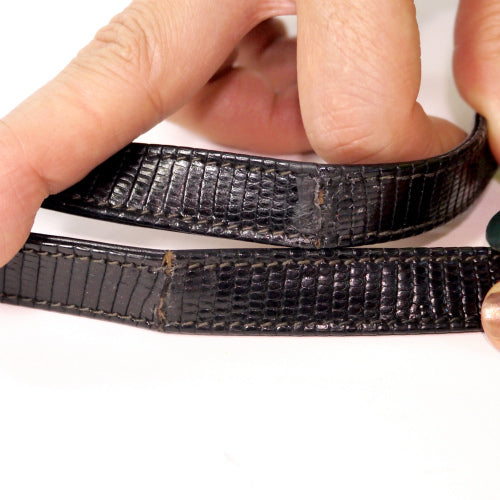 OLD Gucci　<訳アリ>リザード型押しがま口ショルダー(黒)