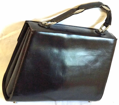 OLD Gucci ブロカント総皮ハンドバッグ(濃茶)