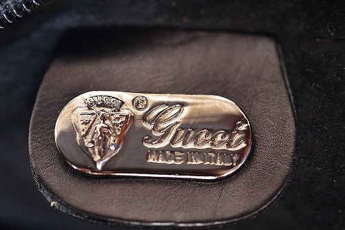 OLD Gucci　リーフ刺繍ポシェット（黒）