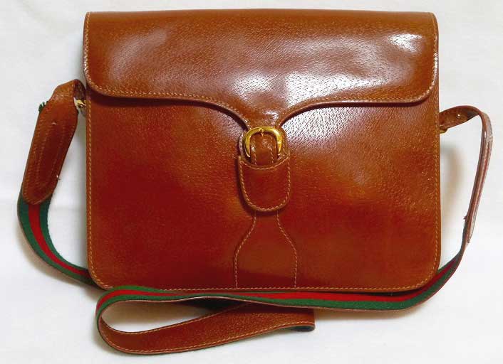 OLD Gucci　総皮シェリー斜め掛けショルダー(キャメル)