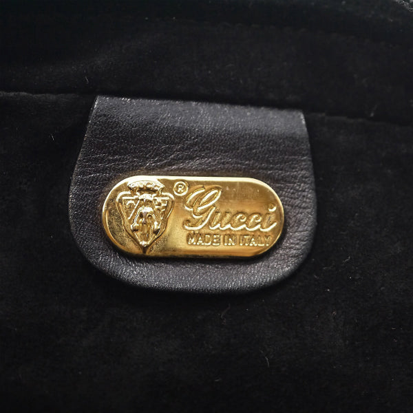 OLD Gucci　型押しレザーシンプル斜めがけショルダー（黒）