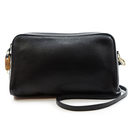 OLD Gucci　型押しレザーシンプル斜めがけショルダー（黒）