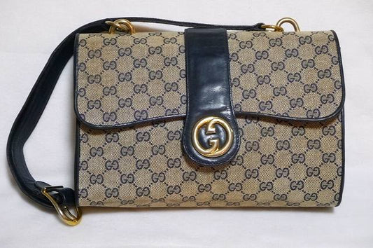 OLD Gucci　キャンパスGGショルダー(紺)