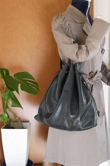 OLD Gucci  ダークネイビー巾着ショルダー