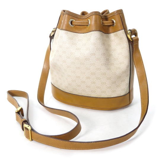 OLD Gucci　マイクロGG巾着ミニショルダー（キャメル×白）