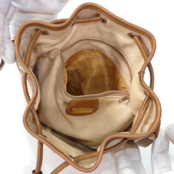 OLD Gucci　マイクロGG巾着ミニショルダー（キャメル×白）