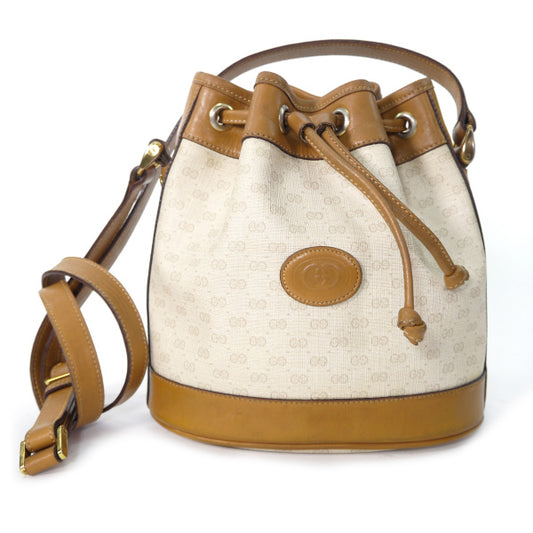 OLD Gucci　マイクロGG巾着ミニショルダー（キャメル×白）