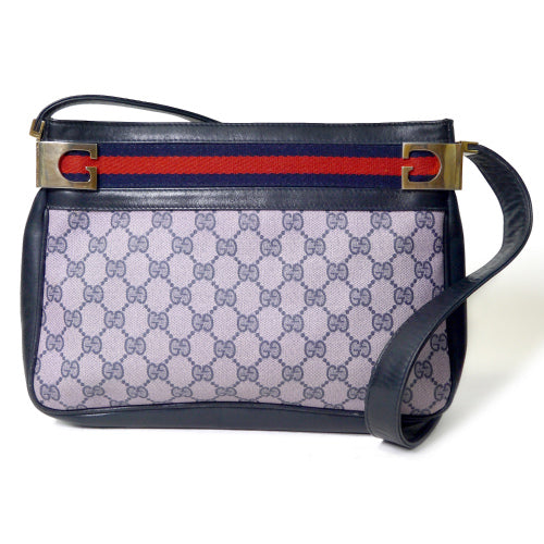 OLD Gucci 横シェリーワンショルダー（紺・ピンク）